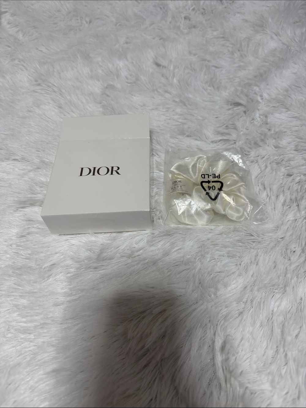 Dior White Box with Ivory Satin Scrunchie
